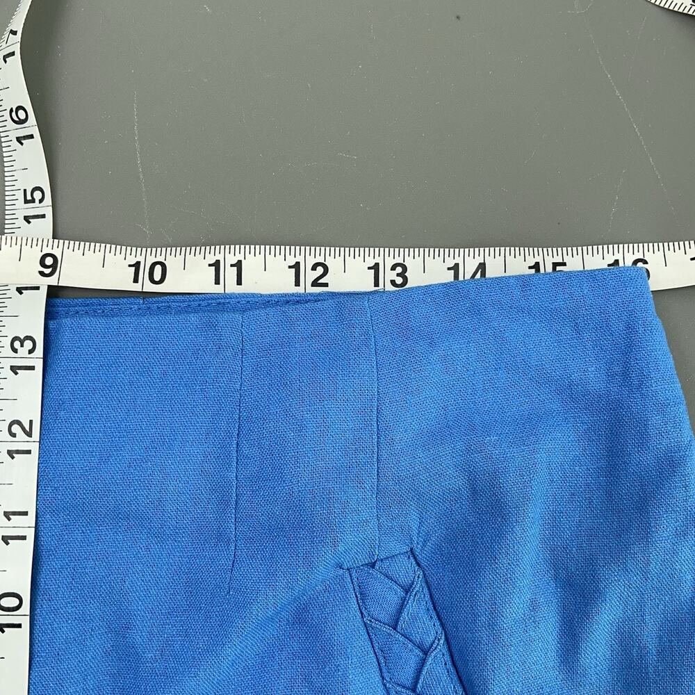 Jason Wu Wide Leg Cropped Pants Womens 6 Blue Linen Blend Braided High Waist - Picture 12 of 14